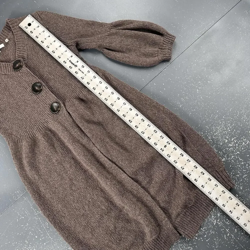 Vince Cardigan Sweater Women Small Chocolate Brown Cardigan Balloon Sleeve Wool - Picture 6 of 7